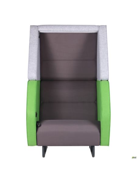 Кресло Shell Фетр зеленый/Фетр светло-серый/Нео Dk.Grey, черный графит