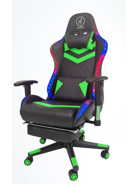 Кресло геймерское, компютерное Avko Style AG72830 Green RGB подсветка