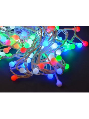 Гирлянда шарики разноцветные LED 100 6 метров (прозрачный провод)