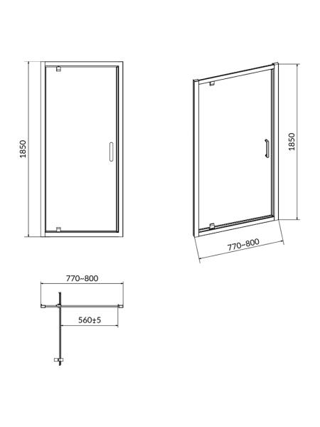 Душевые двери Pivot Basic 80x185 (S158-001)