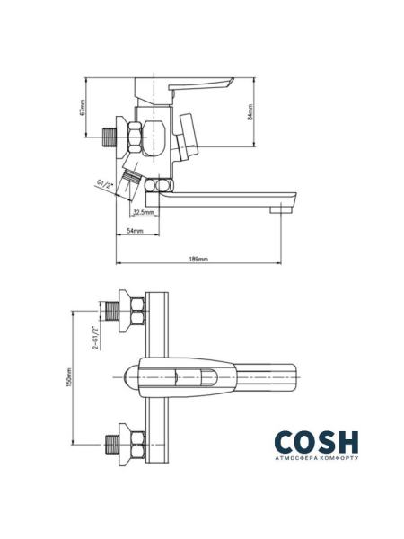 Смеситель для ванны Cosh (CRM)S-09-005BN