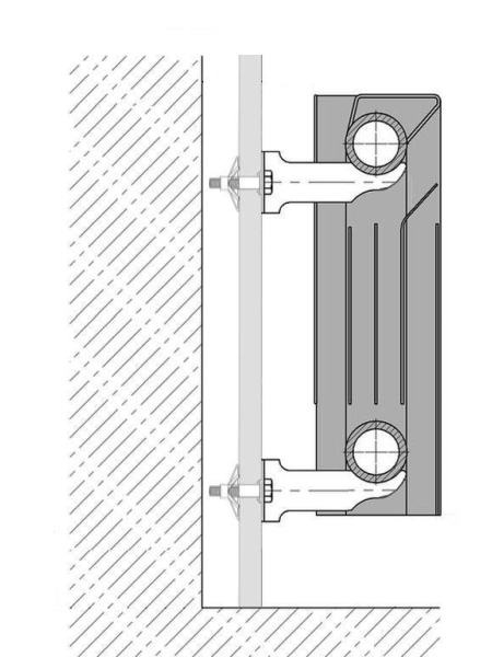 Кронштейн секционного радиатора CRISTAL NS-1014 угловой белый 110x75x48мм (кратно 2)