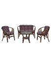 Комплект мебели CRUZO Таврия (софа +2 кресла и столик) натуральный ротанг орех d0009