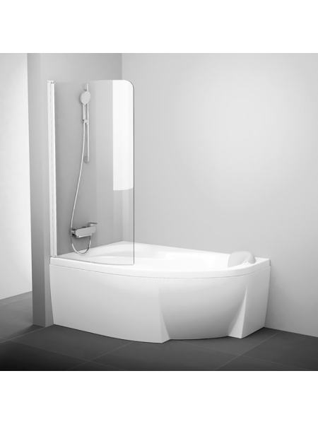 Штора для ванны CVSK1 Rosa 140/150 L Transparent+белый Ravak 7QLM0100Y1