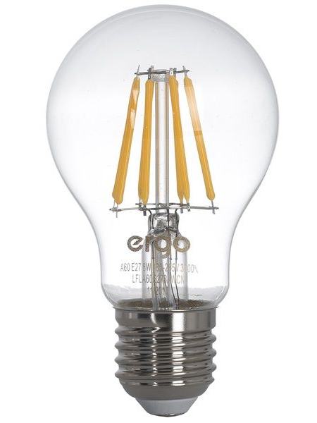 LED лампа ERGO Filament A60 Е27 8W 220V 3000K Теплый белый