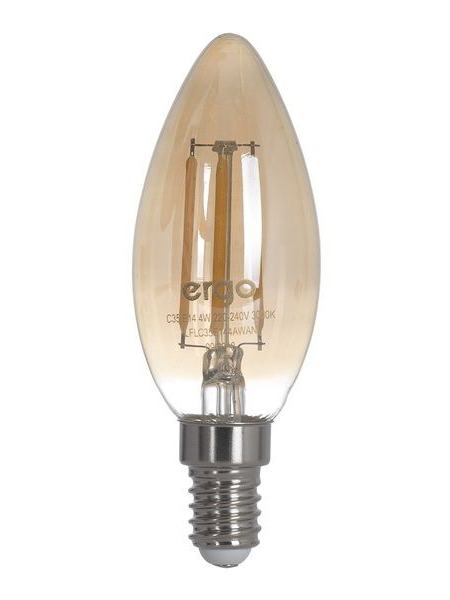 LED лампа ERGO Filament C35 E14 4W 220V 3000K Теплый белый