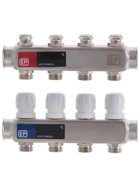 Коллекторный блок с термостат. клапанами EUROPRODUCT EP.S1100-04 1"x4 (EP4991)