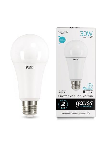 Лампа светодиодная E27 Gauss LED Elementary A67 30W 4100K