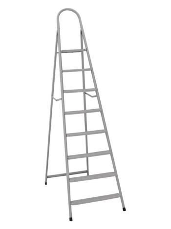Лестница-стремянка металлическая "ИТАЛИЯ"  8 ступеней с растяжками, h=1760 мм, max 150 кг ГОСПОДАР 79-1048