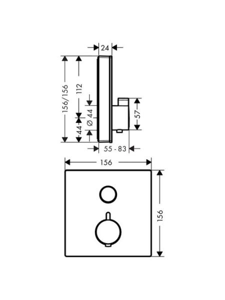 SHOWERSELECT термостат для одного потребителя, стеклянный, см, черный/хром