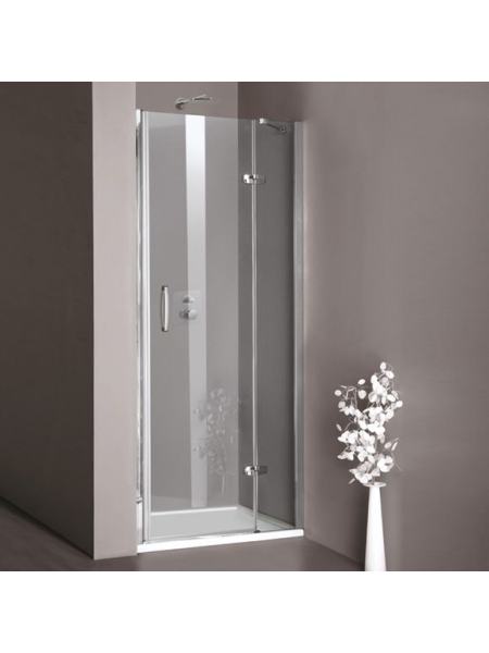 AURA ELEGANCE дверь распашная с неподвижными сегментами для ниши 120*190 см (проф-гл хром,стекло-прозр)