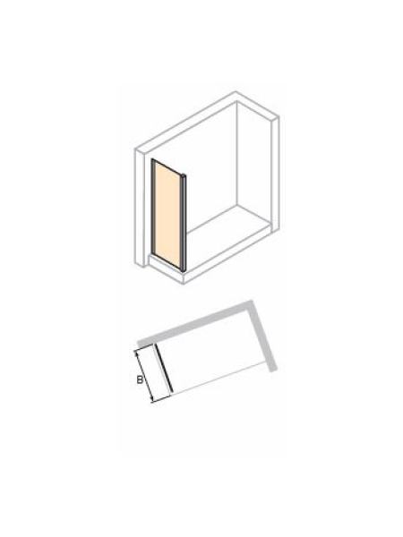 AURA ELEGANCE стенка боковая для односекционной раздвижной двери с неподвижным сегментом, глянцевый хром, стекло прозрач