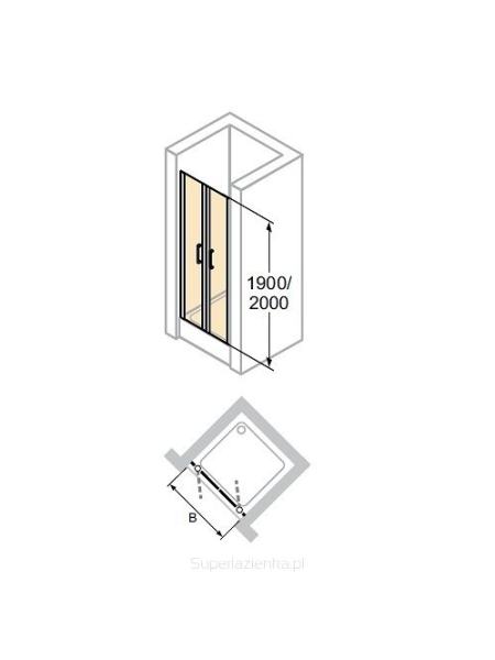 CLASSICS 2 Дверь двустворчатая PTN 800, открывающаяся вовнутрь и наружу для ниши, матовое серебро, стекло прозрачное