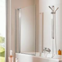 DESIGN PURE шторка для ванны, 155*150см, профиль мат. сер., стекло c Anti-Plaque + Bubbles, односекц.с неподвижн.сегментом