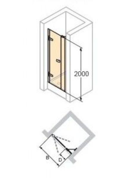 ENJOY ELEGANCE дверь распашная для ниши с доп. эелементом 1750мм, H 2000мм (проф гл хром,стекло прозр Antipl)