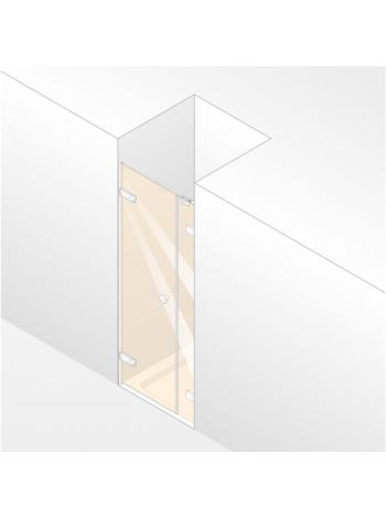 ENJOY ELEGANCE дверь распашная с допэлементом для ниши 100*200см (проф гл хром,стекло прозр Antipl, ручка comfort)
