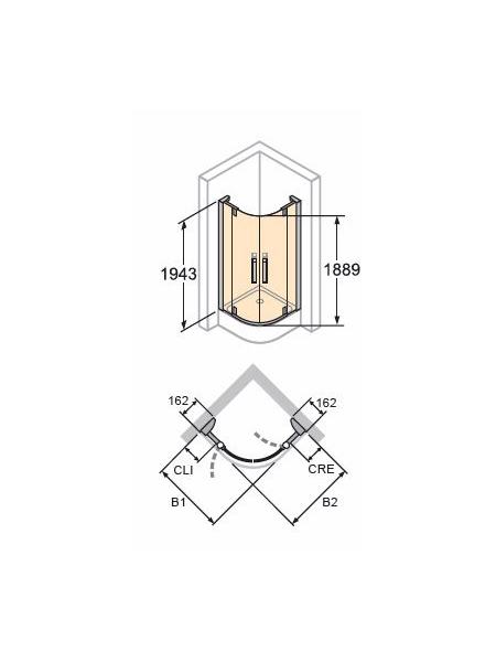 REFRESH PURE дверь двустворчатая распашная  с неподвижными сегментами 80х100 см(пр мат сер, стек проз)