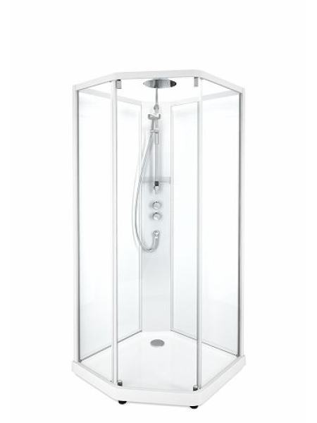 SHOWERAMA 10-5 Comfort передние стенки и дверь к душевой пятиугловой кабине 100*100см, белый профиль/прозрачное стекло