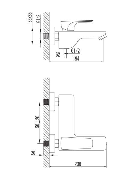 VALTICE смеситель для ванны, хром, 35 мм