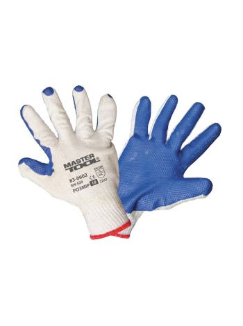 Перчатки стекольщика х/б ткань с латексным покрытием ладони (синие), 10", 90-95 г MASTERTOOL 83-0602