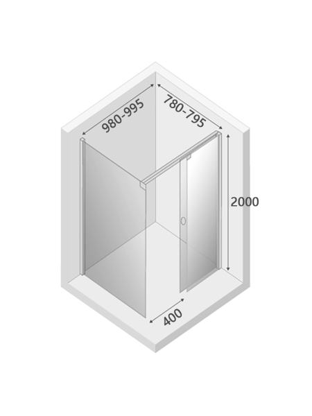Душевая штора Porta 100x80 R (EXK-1046/EXK-1109)