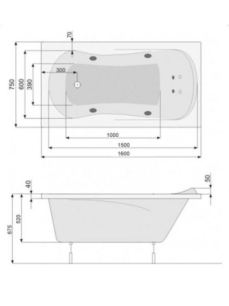 MUZA XL ванна 160*75см, с ножками