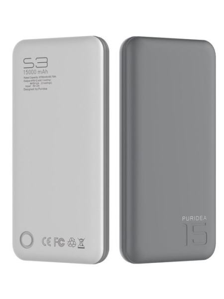 Портативное зарядное устройство Puridea S3 15000mAh Li-Pol Rubber Grey & White