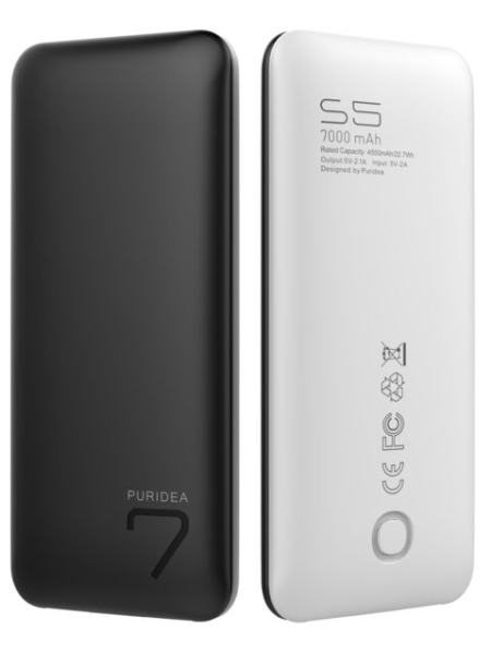 Портативное зарядное устройство Puridea S5 7000mAh Li-Pol Rubber Black & White
