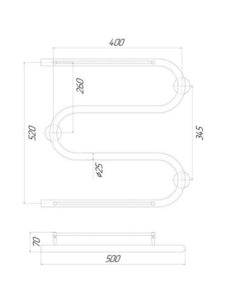 Полотенцесушитель электрический Q-tap Snake shelf (CRM) 500x500 LE с полотенцедержателем