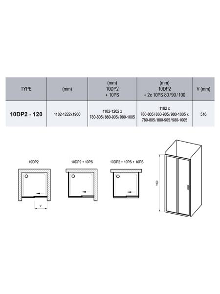 Душевая дверь 10DP2-120 Transparent+сатин (0ZVG0U00Z1)