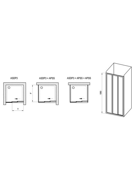 Душевая дверь ASDP 3-130 Transparent+черный (00VJ03R2Z1)