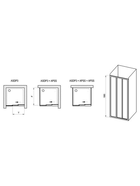 Душевая дверь ASDP 3-90 Transparent+черный (00V703R2Z1)