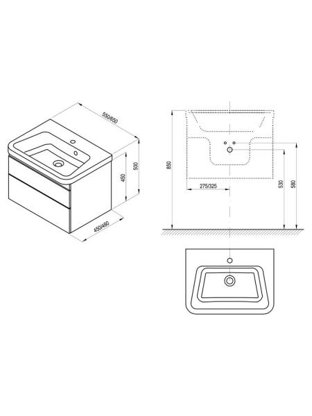 Шкафчик для раковины SD 10° II 65 (X000001288)