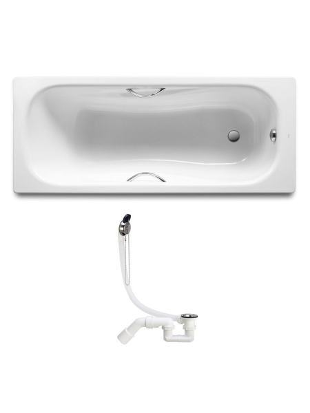 Комплект: PRINCESS ванна 170*75см прямоугольная, с ручками + VIEGA SIMPLEX сифон для ванны