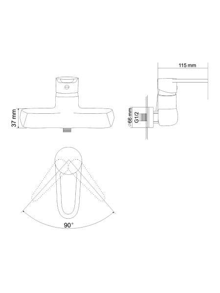 KINK смеситель для душа однорычажный, хром, 35 мм