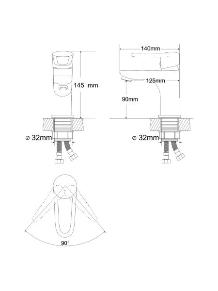 KINK смеситель для умывальника однорычажный на гайке, хром 35 мм