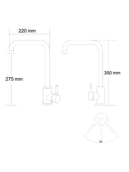 RAINBOW смеситель для кухни, сталь, 35 мм