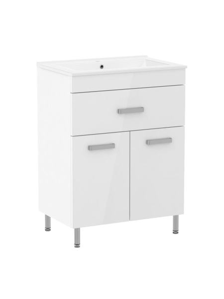 VELUM комплект мебели 60см, белый: тумба напольная, 1 ящик, 2 дверцы + умывальник накладной арт RZJ610