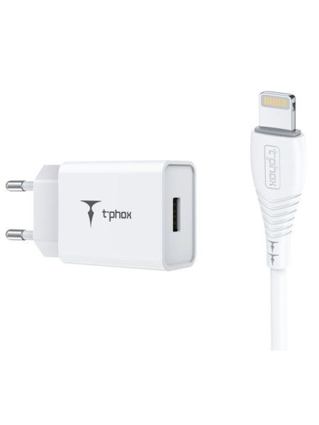 Сетевое зарядное устройство T-PHOX Mini 12W 2.4A + Lightning Cable 1.2m White