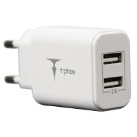 Сетевое зарядное устройство T-PHOX Pocket 2.1A Dual USB White