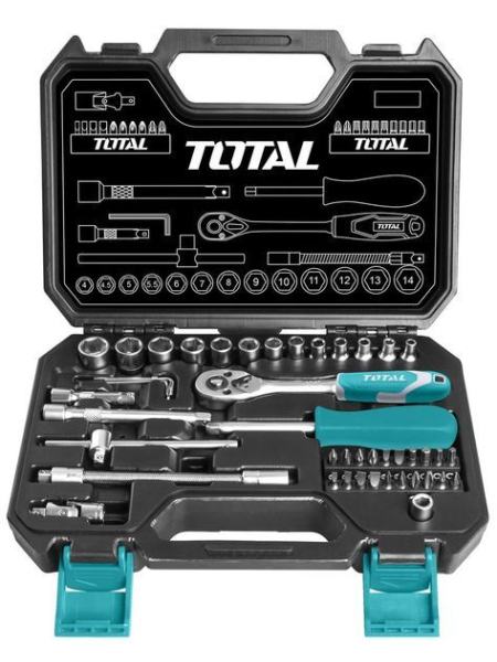 Набор инструментов TOTAL THT141451 ключей, головок торцевых 1/4 ", 45 предметов