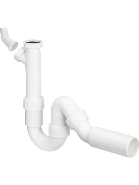 Сифон трубный для моек с отводным коленом 1 1/2, пластик