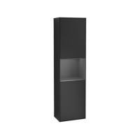 FINION шкаф-пенал 41,8*151,6*27см подвесной, петли справа, с функцией Emotion, LED-подсветка, цвет - матовый черный, вставка - Anthracite Matt