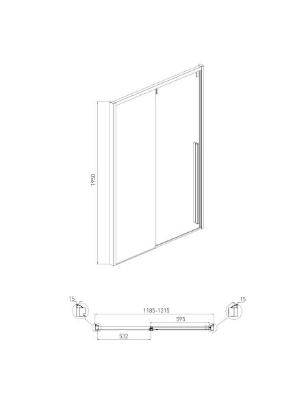 AIVA дверь в нишу 120*195см, раздвижная, прозрачное стекло 8мм, хром