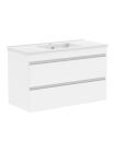FIESTA комплект мебели 100см белый: тумба подвесная, 2 ящика + умывальник накладной арт 13-01-042F