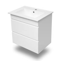 FIESTA комплект мебели 60см белый: тумба подвесная, 2 ящика + умывальник накладной арт 13-01-042A